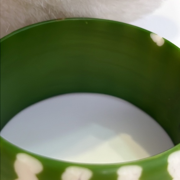 White & Green Wide Chunky Bangle Bracelet (Reminiscent of a Watermelon) - Picture 7 of 16